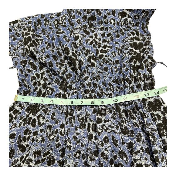 Derek Lam 10 Crosby Silk Crepe Halter Dress Blue Black Leopard Print Sz 6 - Picture 10 of 16